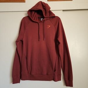 Gymshark Pullover Hoodie Logo Bold Cherry Brown Kangaroo Pocket Size Small